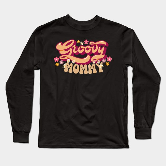 Funny Groovy Mommy, Young, Cool, Hippie, Best Mom Mother's Day Humor Long Sleeve T-Shirt by Motistry